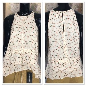 Derek Lam 10 Crosby 100% Silk Drawstring Waist Floral Blouse Sz 6